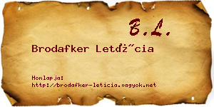 Brodafker Letícia névjegykártya